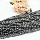 Natural Flash Light Labradorite Round Hand Cut Faceted Beads 15.5 Inch