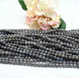 Natural Flash Light Labradorite Round Hand Cut Faceted Beads 15.5 Inch