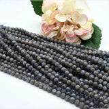 Natural Flash Light Labradorite Round Hand Cut Faceted Beads 15.5 Inch