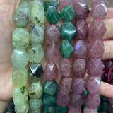 Strawberry Quartz Prehnite Faceted Stone Beads 15''