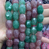 Strawberry Quartz Prehnite Faceted Stone Beads 15''