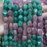 Strawberry Quartz Prehnite Faceted Stone Beads 15''