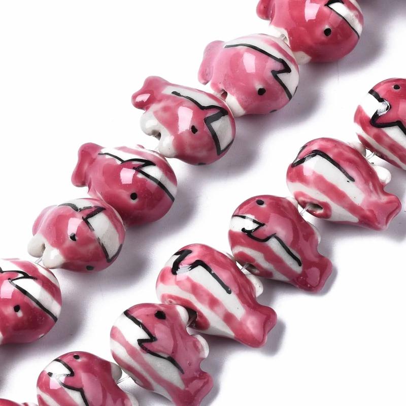 23pcs Porcelain Whale Shape Animal Beads for DIY Bracelet