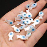 15PCS Natural Freshwater Shells Fish Shape Eyes Beads DIY Jewelry Making
