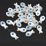 15PCS Natural Freshwater Shells Fish Shape Eyes Beads DIY Jewelry Making