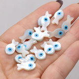 15PCS Natural Freshwater Shells Fish Shape Eyes Beads DIY Jewelry Making