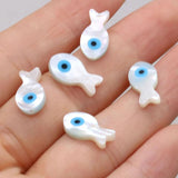 15PCS Natural Freshwater Shells Fish Shape Eyes Beads DIY Jewelry Making