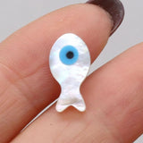 15PCS Natural Freshwater Shells Fish Shape Eyes Beads DIY Jewelry Making