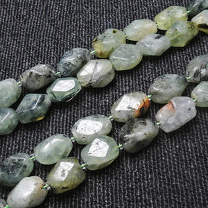 12x16mm Natural Green Prehnite Faceted Cuboid Beads 15''