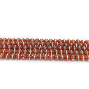 8/10/12mm Red Agate Rhinestone Spacer Beads DIY Jewelry Making