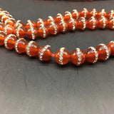 8/10/12mm Red Agate Rhinestone Spacer Beads DIY Jewelry Making