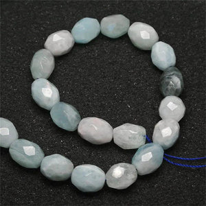 12x15mm Faceted Aquamarine Beads Natural Stone 15'' DIY Jewelry Making