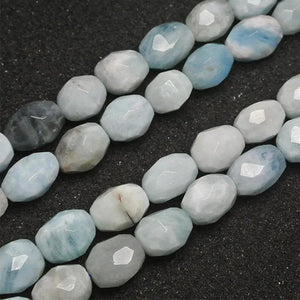 12x15mm Faceted Aquamarine Beads Natural Stone 15'' DIY Jewelry Making