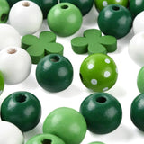 St.Patrick Wood Beads Green Wooden Beads for Boho Garland Decor