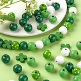St.Patrick Wood Beads Green Wooden Beads for Boho Garland Decor