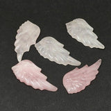 5pcs Rose Quartz Half Drilled Feather Gemstone Beads