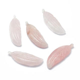 5pcs Rose Quartz Half Drilled Feather Gemstone Beads