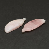 5pcs Rose Quartz Half Drilled Feather Gemstone Beads