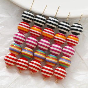 100pcs 12mm Colorful Resin Stripe Beads for Jewelry Making