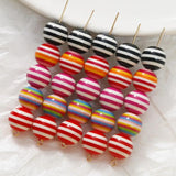 100pcs 12mm Colorful Resin Stripe Beads for Jewelry Making
