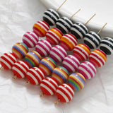 100pcs 12mm Colorful Resin Stripe Beads for Jewelry Making