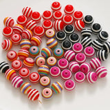 100pcs 12mm Colorful Resin Stripe Beads for Jewelry Making