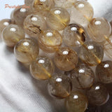 Meihan Rose Coffee Rutilated Quartz 14-15mm Round Beads