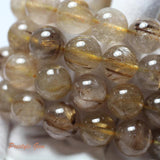 Meihan Rose Coffee Rutilated Quartz 14-15mm Round Beads