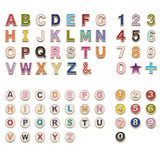 Enamel Letter Beads Flat Round Digital Alphabet Star Number for Jewelry Making