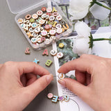 Enamel Letter Beads Flat Round Digital Alphabet Star Number for Jewelry Making