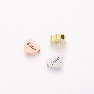 20Pcs Mum Heart Beads Mirror Polish Stainless Steel Beads DIY Necklace Bracelets