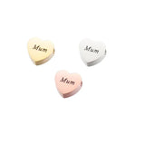 20Pcs Engrave Mum Heart Beads Stainless Steel Beads