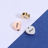 20Pcs Engrave Mum Heart Beads Stainless Steel Beads