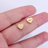 20Pcs Engrave Mum Heart Beads Stainless Steel Beads