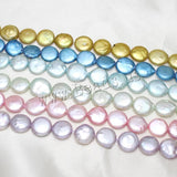 Cultured Freshwater Pearl Beads Button 13mm 14.7 Inch Strand