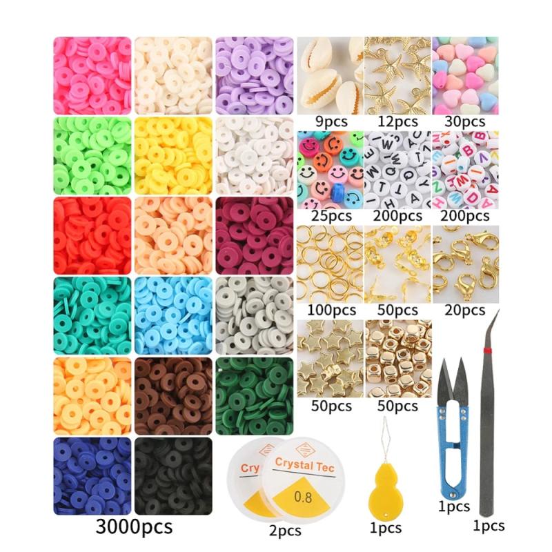 Polymer Clay Jewelry Making Kit for Girls - Soft Pottery Spacer Beads