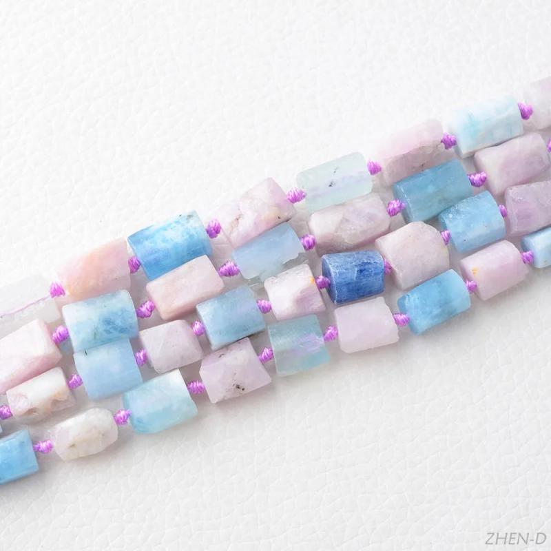 Colorful Morganite Irregular Cylindrical Beads for Jewelry Making