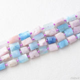 Colorful Morganite Irregular Cylindrical Beads for Jewelry Making