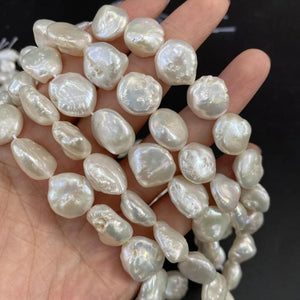 13-14mm Freshwater Pearl Beads Natural Buttons Pearls for Jewelry 13 Inches