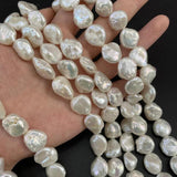 13-14mm Freshwater Pearl Beads Natural Buttons Pearls for Jewelry 13 Inches