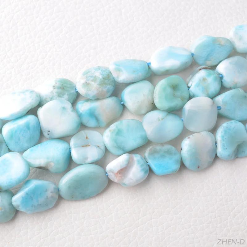 ZHEN-D Larimar Irregular Oval Loose Beads for Jewelry Making