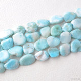 ZHEN-D Larimar Irregular Oval Loose Beads for Jewelry Making