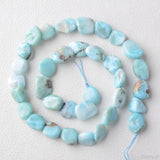 ZHEN-D Larimar Irregular Oval Loose Beads for Jewelry Making
