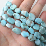 ZHEN-D Larimar Irregular Oval Loose Beads for Jewelry Making
