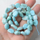 ZHEN-D Larimar Irregular Oval Loose Beads for Jewelry Making