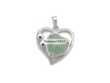 10Pcs/Pack Natural Gemstone Crystal Heart Pendant Charms Silver Plated