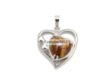 10Pcs/Pack Natural Gemstone Crystal Heart Pendant Charms Silver Plated