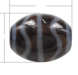 5PCs Natural Tibetan Dzi Beads Oval Water Wave Mixed Sizes Two Tone 2mm Hole