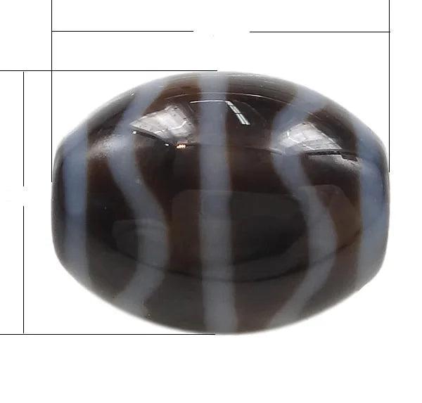 5PCs Natural Tibetan Dzi Beads Oval Water Wave Mixed Sizes Two Tone 2mm Hole