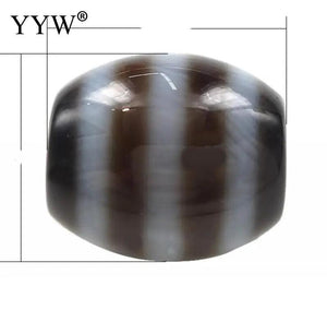 5PCs Natural Tibetan Dzi Beads, Oval, Stripe, Two Tone